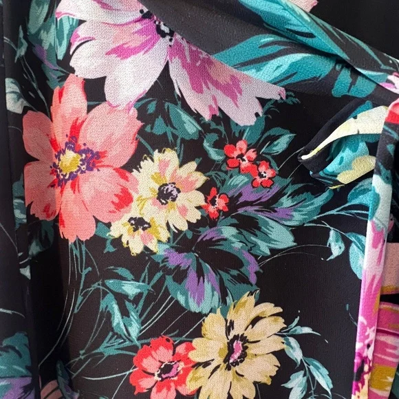 Yumi Kim black and floral dress, midi, high slit on side, Size S - Picture 5 of 7